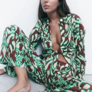 Zara cotton. Print pants only new size xs